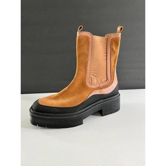 SAM EDELMAN Lulia leather-trimmed suede Chelsea boots Size 9.5 - Picture 2 of 8